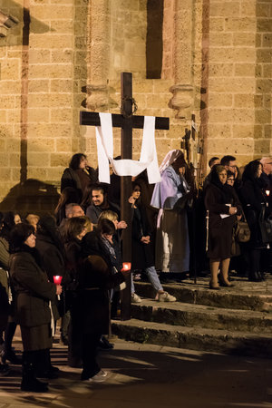 AVETRANA, ITALY - APRIL 19, 2019 - Holy Week Rites - Dead Jesus - Procession of Mysteries in Puglia,...