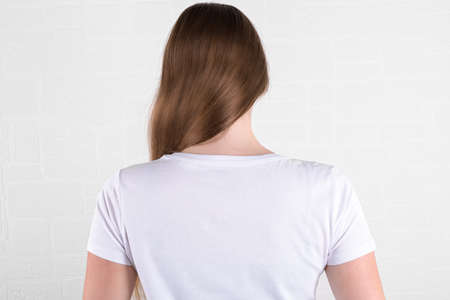 White t-shirt mockup. Template of a womens t-shirt of white color