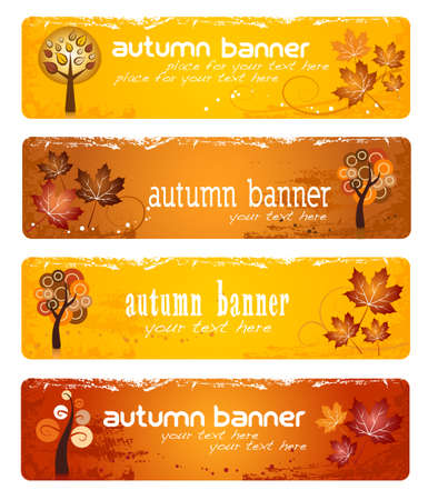Four autumn banners for web or printのイラスト素材