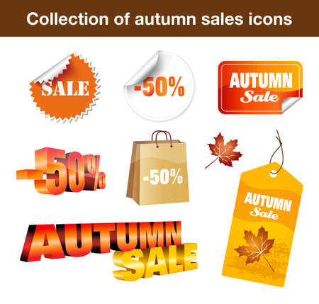 Autumn sales stickers and labelsのイラスト素材