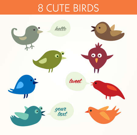 Collection of cute vector birdsのイラスト素材
