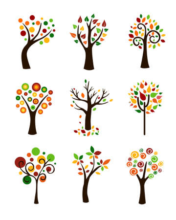 Collection of autumn treesのイラスト素材