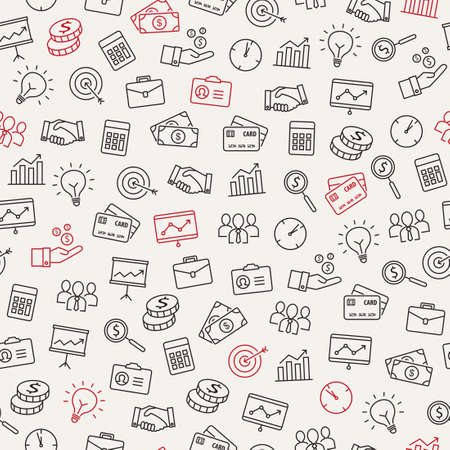 Business icons seamless pattern - can be used to illustrate management, productivity, success, financial growth.のイラスト素材