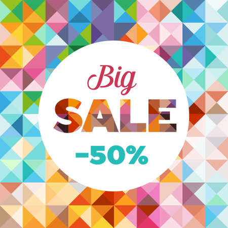 Sales poster - modern design made of geometrical shapes. Can be used to advertise sales events and discounts.のイラスト素材