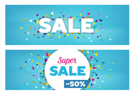 Sales - modern design made of geometrical shapes. Can be used to advertise sales events and discounts.のイラスト素材