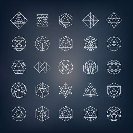 Geometrical shapes. Can be used as sacred geometry sybols or alchemy and spirituality elements.のイラスト素材
