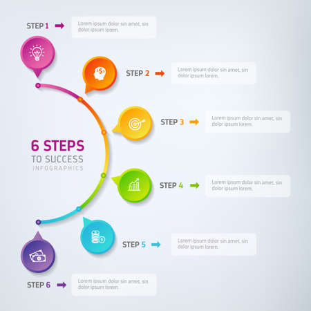 Six steps infographics.のイラスト素材