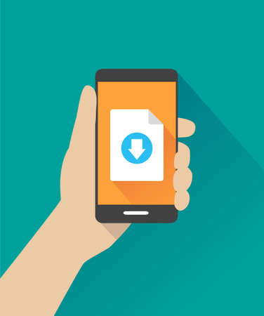 Mobile Communication Concept - Mobile App, Downloading Dataのイラスト素材