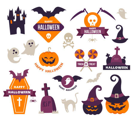 Collection of Happy Halloween Icons - Badgesのイラスト素材