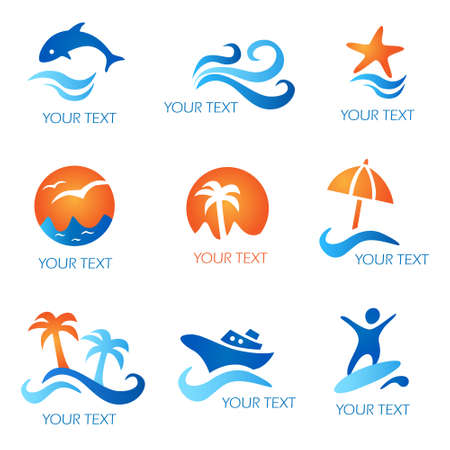 Collection of summer and sea iconsのイラスト素材