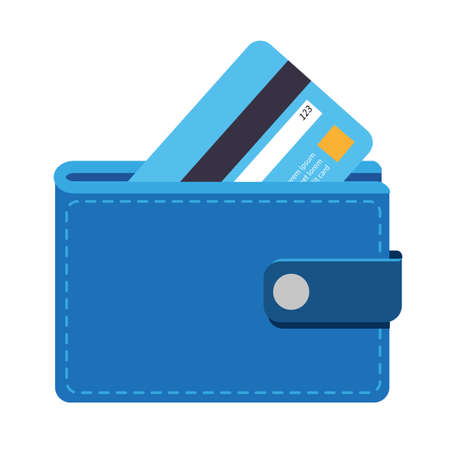 Wallet icon with a credit card, can be used to describe any topic related to banking, finance, shopping, saving money etc.のイラスト素材