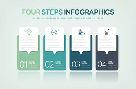 Four steps graphic information, in various shade of green.のイラスト素材