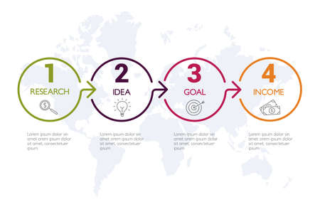 Four steps infographics, timeline - can illustrate a strategy, workflow or team work.