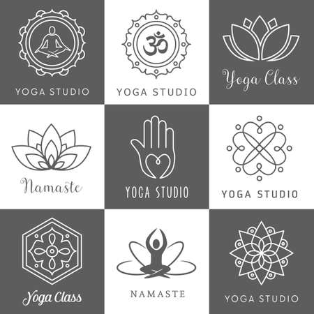 Collection of icons - logos for a yoga studioのイラスト素材