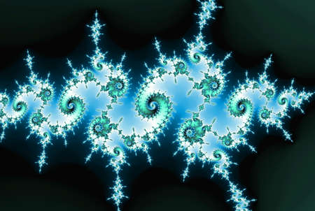 Blue spirals and curving streaks fractal abstract backgroundの写真素材