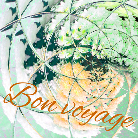 card bon voyage fractal with flowersの写真素材