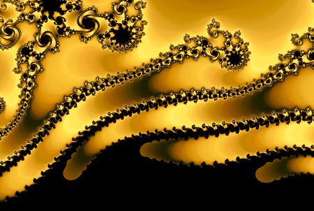 Lightning gold fractal strike with copyspace downの写真素材