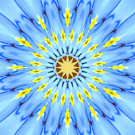 Blue Cornflower Mandala Flower Kaleidoscopeの写真素材