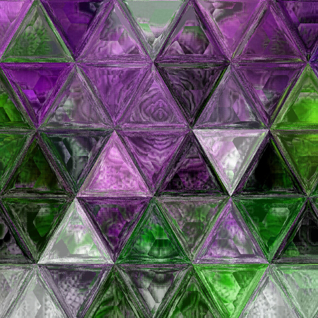 pretty triangle purple, green and white background effect stained glassの写真素材