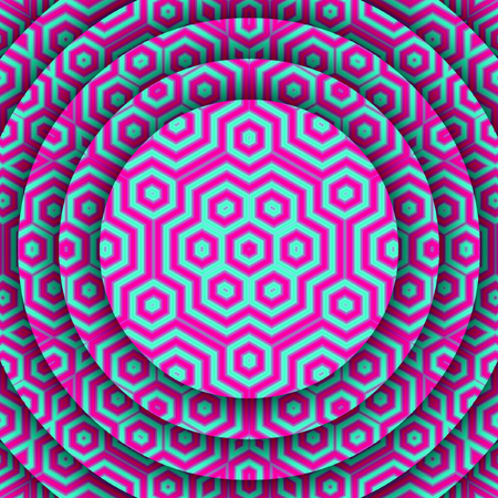 Gorgeous patchwork pattern, colorful hexagonal ornament tiles