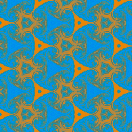 floral triangle pattern in blue and orange colorsの写真素材