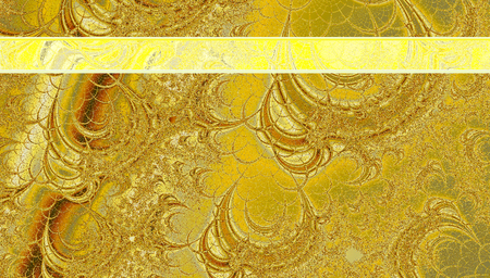 golden gradient fractal background with gold ribbon and trim header