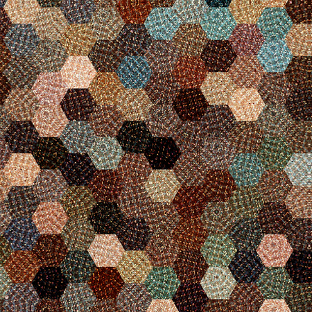 Colorful geometric background in pastel brown, blue and beige with knitted effect, abstract...