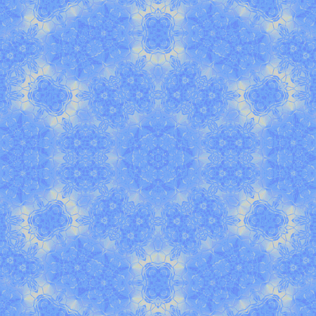 Symmetrically graphics forming colorful mandala blooming ice flower or snowflakeの写真素材