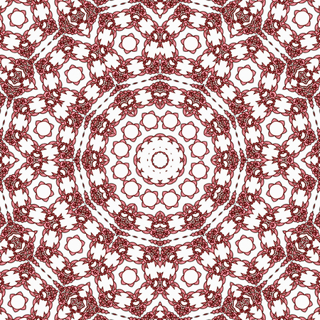 tile mandala in red and tawny port colors effect embroidery arabesqueの写真素材