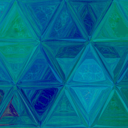 polygonal mosaic in teal, turquoise, blue triangles with watercolor effectの写真素材