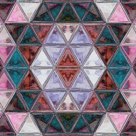 dark mosaic triangle ornament in aged star on stained glass