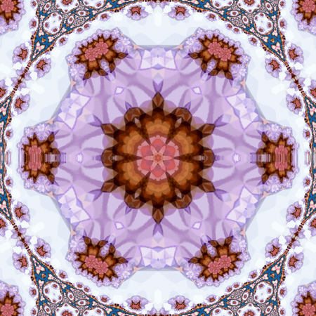 Beautiful russian fractal flower inviolet, wine and white, effect ceramic tileの写真素材