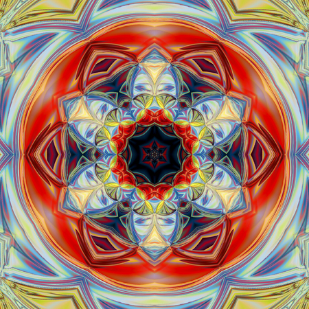 bright cornflower blue and red mandala