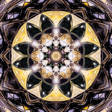 Ornamental triangle tile round mandala patternの写真素材