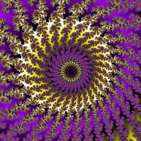 Nature symbolic fractal mandala in yellow and violetの写真素材