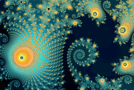 Graphic line-art blue and yellow mandalaの写真素材
