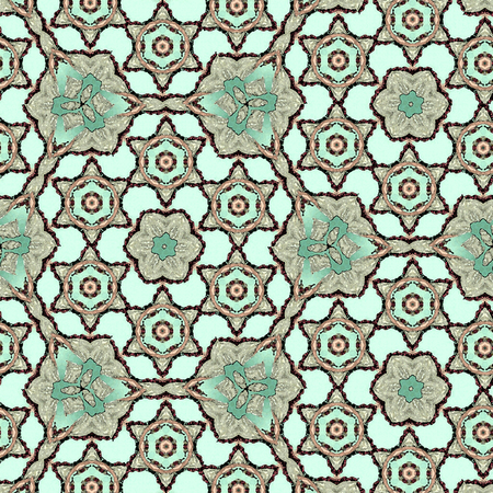 continuous hexagonal pattern with floral elements