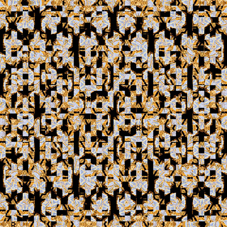 golden squares mosaic on black backgroundの写真素材