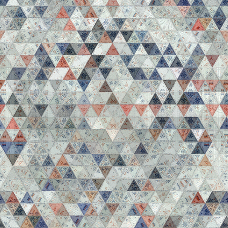 Abstract triangles mosaic for textile design with embroidery effect