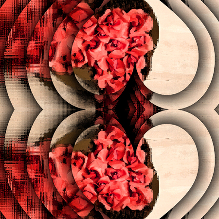 love card with hearts frame and rosesの写真素材