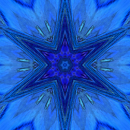 Arabesque, blue star tile, vibrant neon mandalaの写真素材