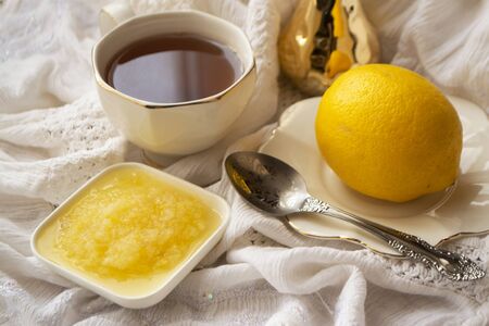 tea with lemon, healthy life style, vintageの写真素材
