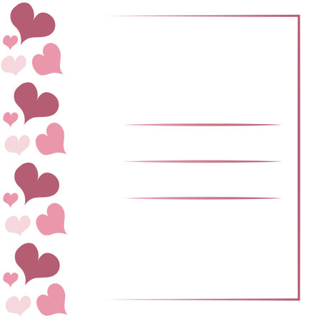 Greeting card with hearts of different sizes and colors in doodle style. Congratulatory background. Suitable for postcards, website, social networks. Valentine's day, mother's day. romantic postcard. Declaration of love.のイラスト素材