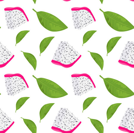 Triangular slices of dragon fruit with pulp and seedsのイラスト素材