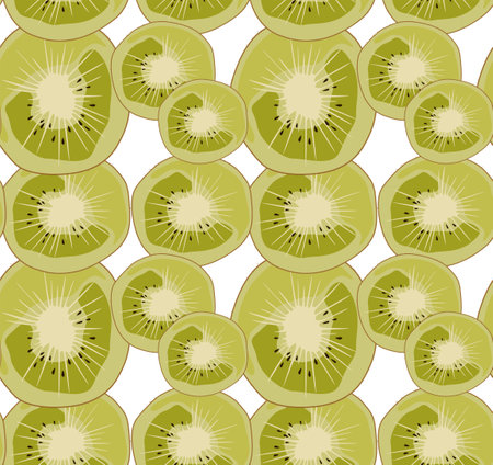 Round slices of kiwi. Seamless pattern in vector. Suitable for backgrounds and prints.のイラスト素材