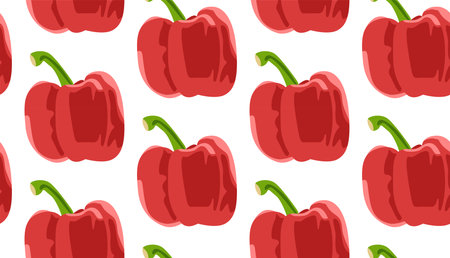 Whole red bell pepper. Seamless pattern in vector. Natural product. Diet food.のイラスト素材