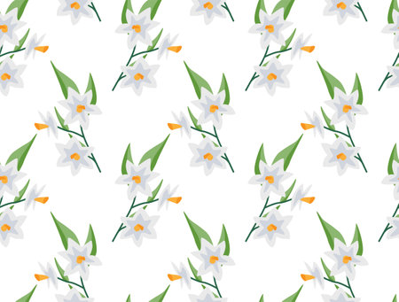 Seamless pattern with spring flowers - daffodilsのイラスト素材