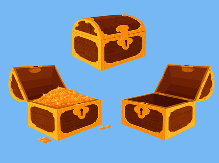 Antique chest set. Illustration does not contain transparency, blending modes and gradient mesh.のイラスト素材