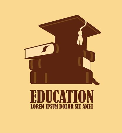 Education symbol. Stack of books and graduation cap such as template. Vectorのイラスト素材