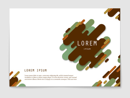 Horizontal abstract background with rounded stripe shapes and copy space. Paper cut modern design. Template of flyer, banner, cover, poster. Vector illustration.のイラスト素材